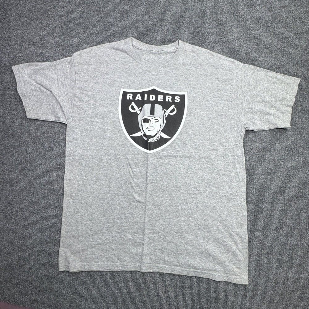 Raiders T Shirt Mens XL Gray NFL Football Graphic Tee Streetwear Casual Logo